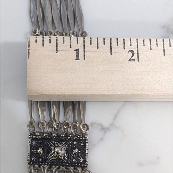 Vintage Hecho En Mexico Antiqued Look Silver Tone Link Bracelet 7.25" - Picture 5 of 10